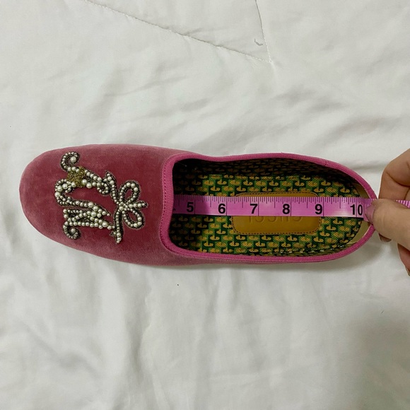 Gucci Pink Velvet Pearl Monogram Slip on Loafers - Picture 11 of 11